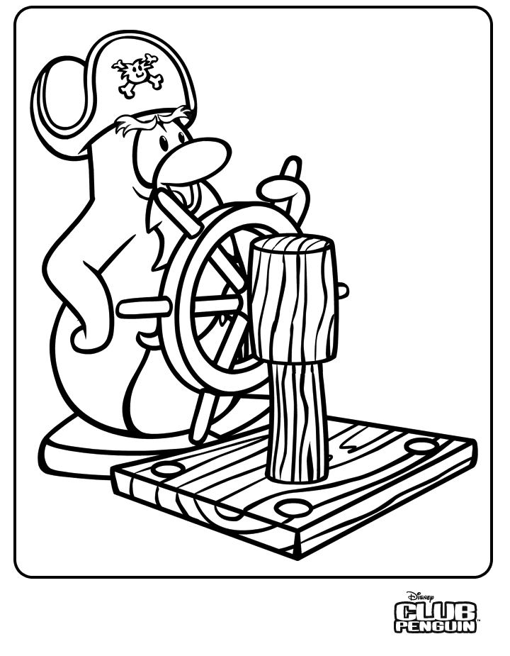 coloriage club pingouin capitaine pirate